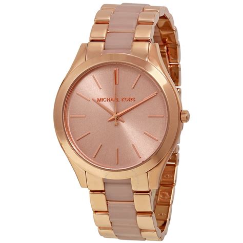 michael kors slim runway rose-tone ladies watch|Michael Kors oversized runway watch.